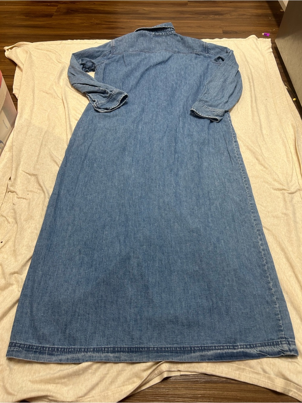 Vintage Lauren Ralph Lauren Long Sleeve Denim Shirt Dress Maxi Modest Fall - Picture 10 of 11
